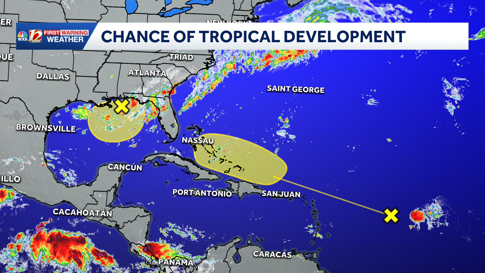 Areas of interest for tropical development | National Hurricane Center looking at Gulf and Atlantic