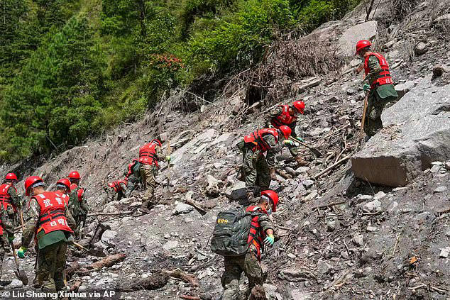 Search and rescue efforts by China's People's Armed Police Force are underway 