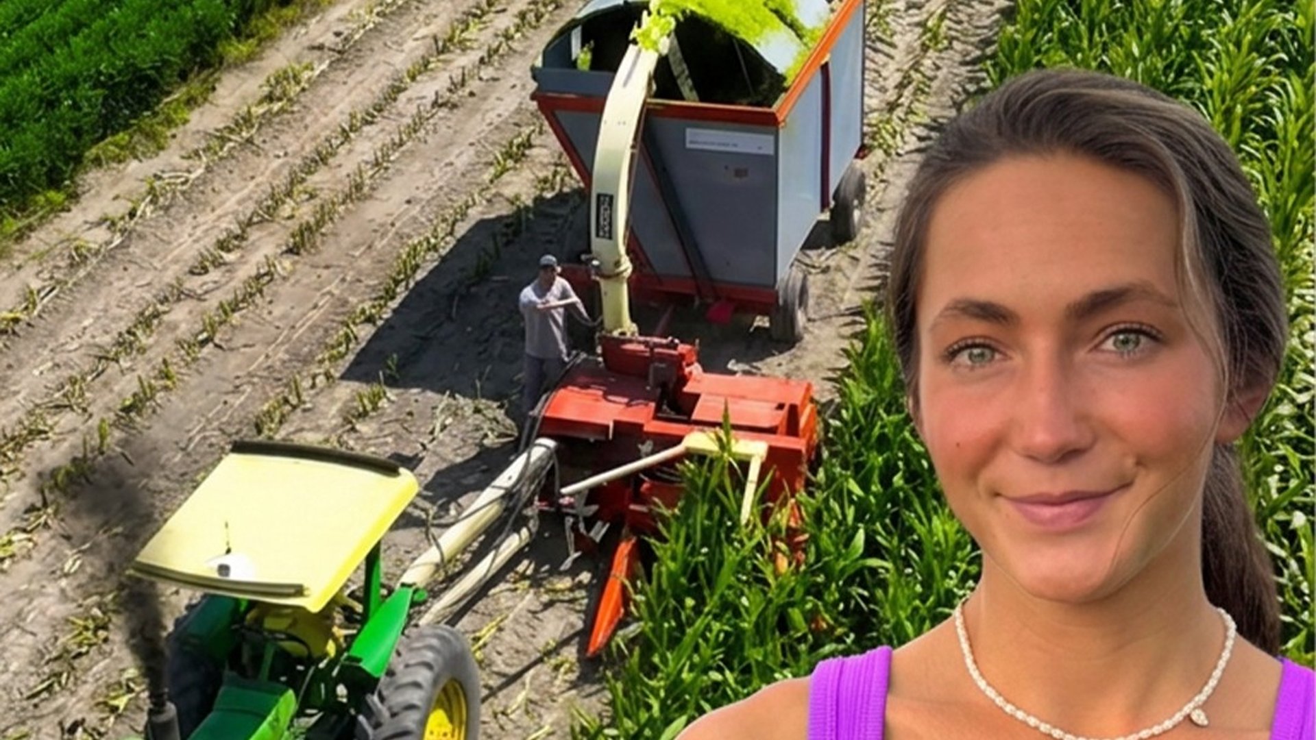 Farm girl cutting silage, part 1