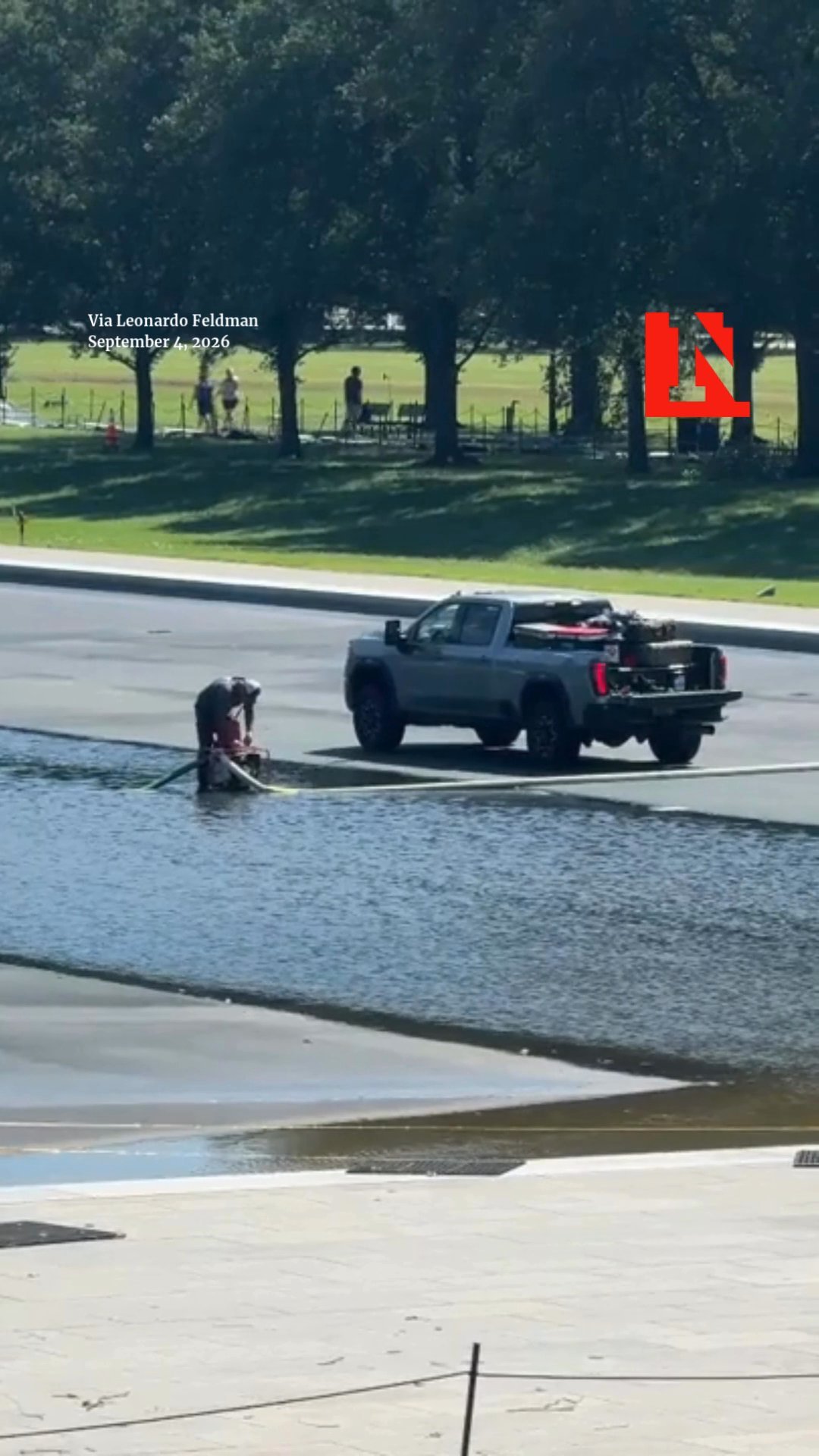 Work on reflecting pool continues amid new contract to fight algae