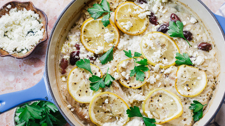 1-pot baked fish with lemon and orzo recipe