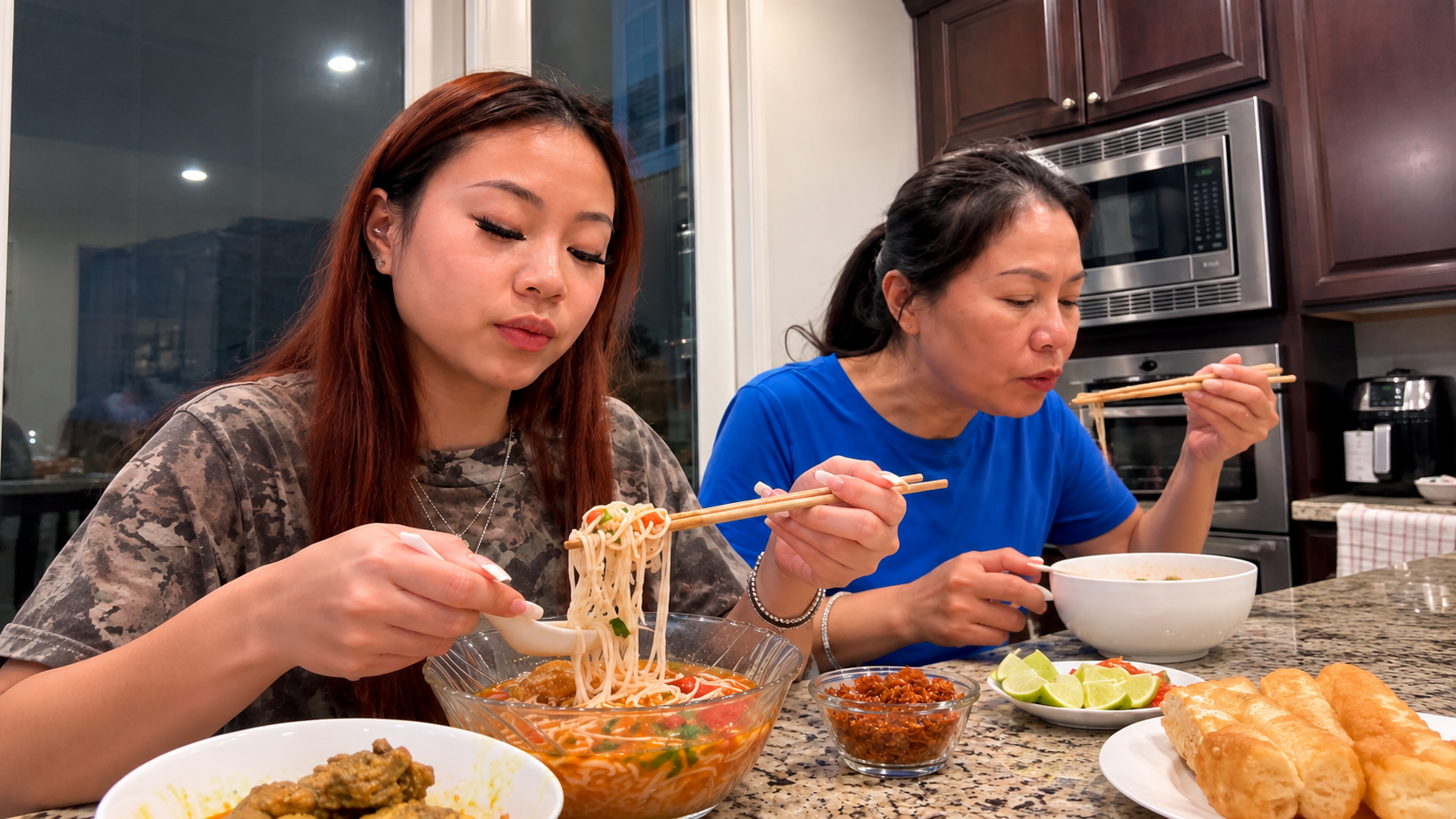Bun rieu with mom