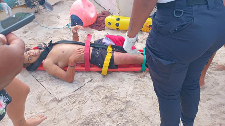He was severely injured when a boat propeller struck his legs (Picture: Stavros Floros)