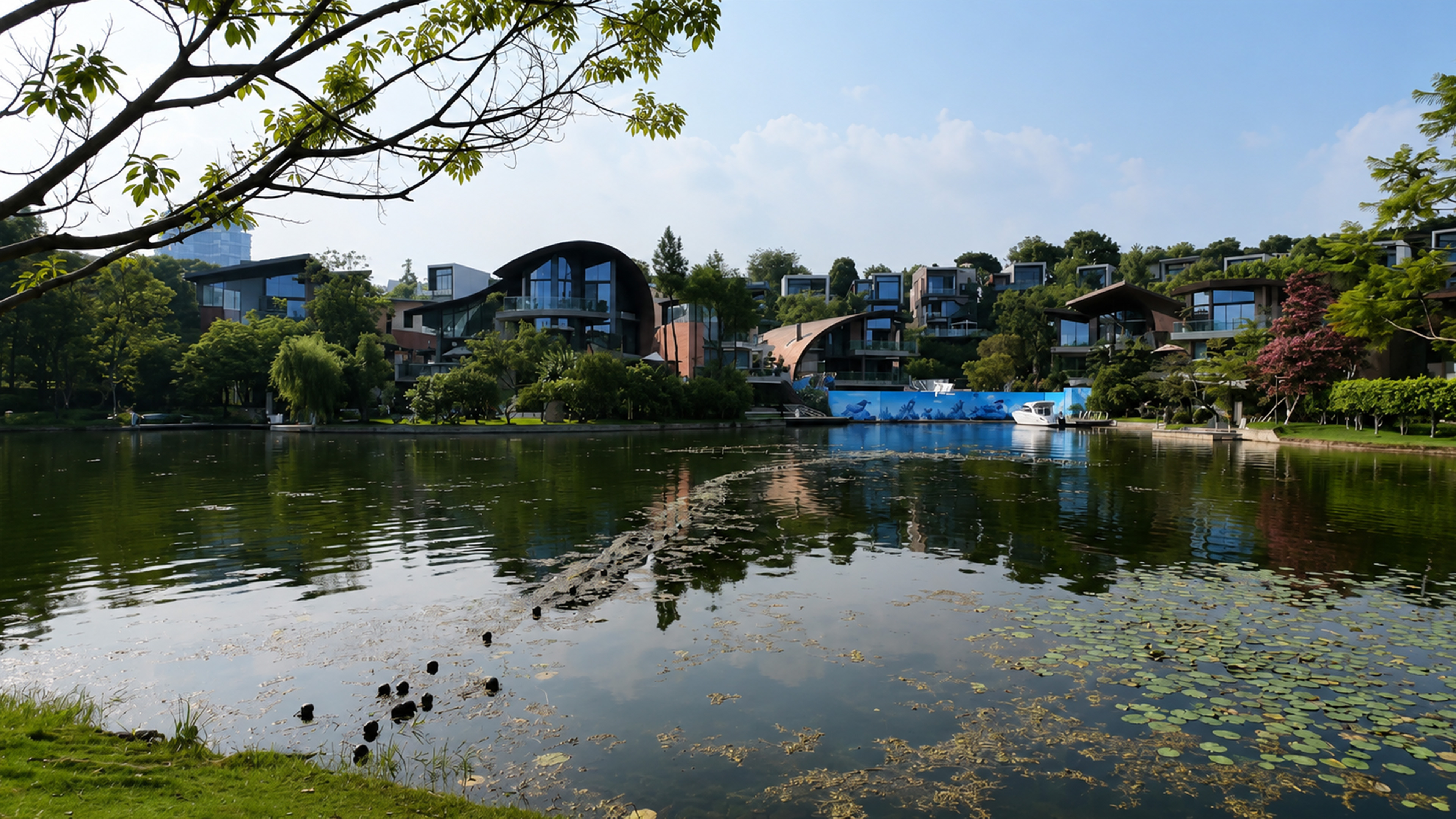 Chengdu’s modern residential design meets nature along a quiet lakeside