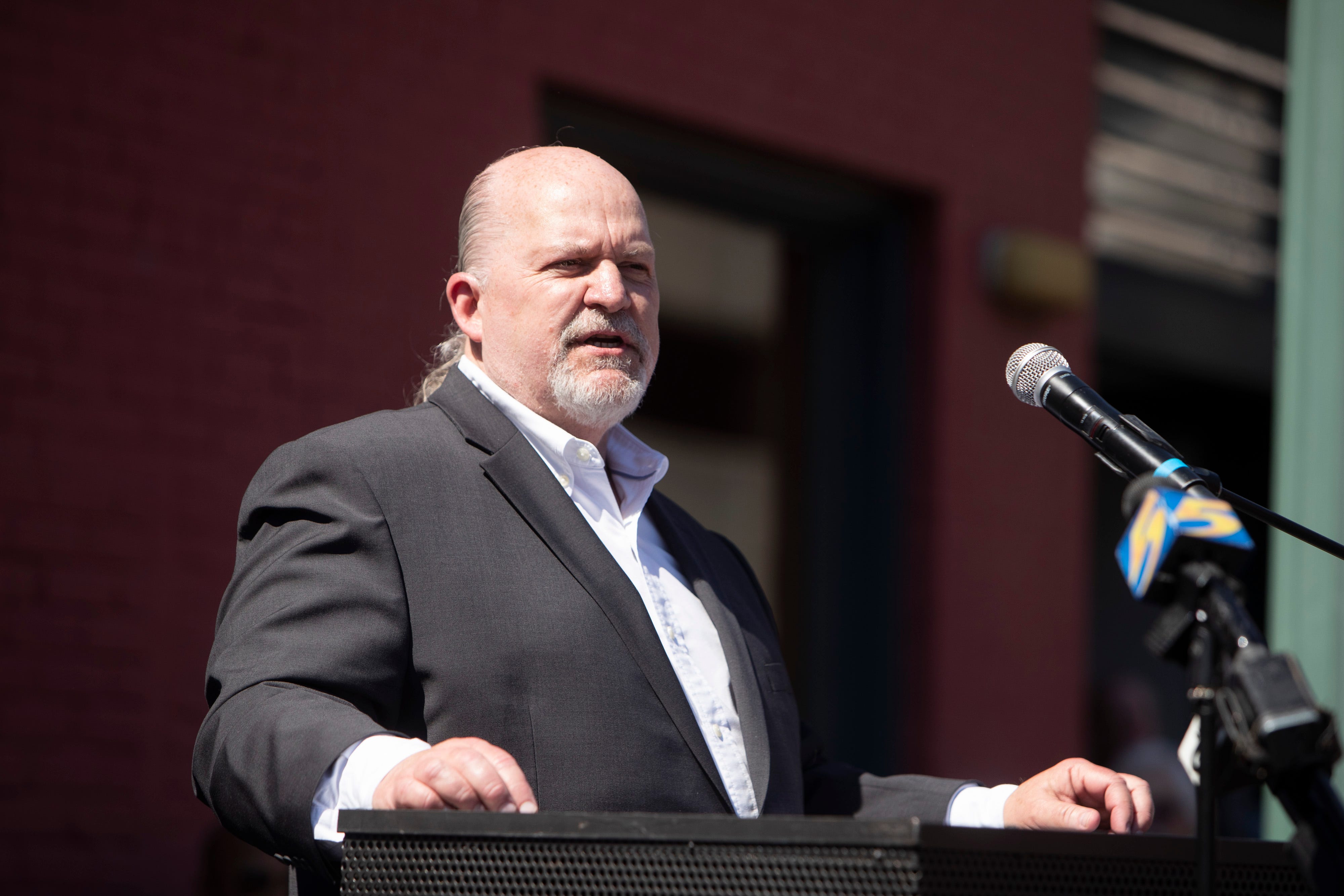 John Doyle leaving Rock 'n' Soul Museum, Memphis Music Hall of Fame