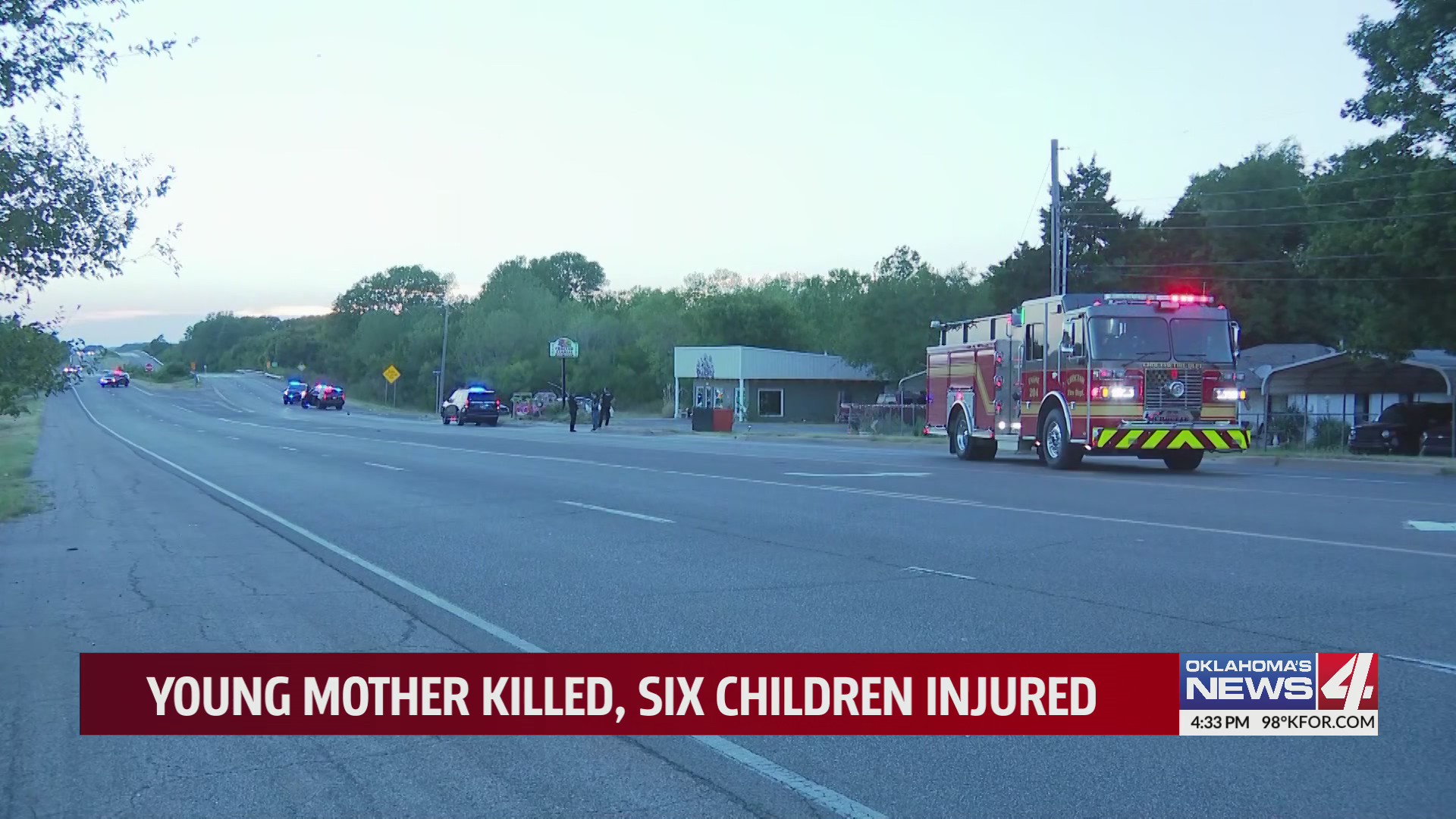 Young mother killed, six children injured