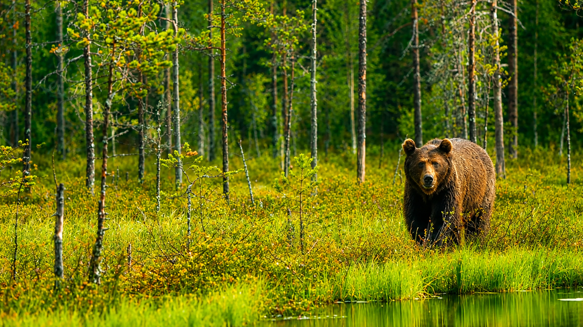 Face to face with a brown bear in the wild