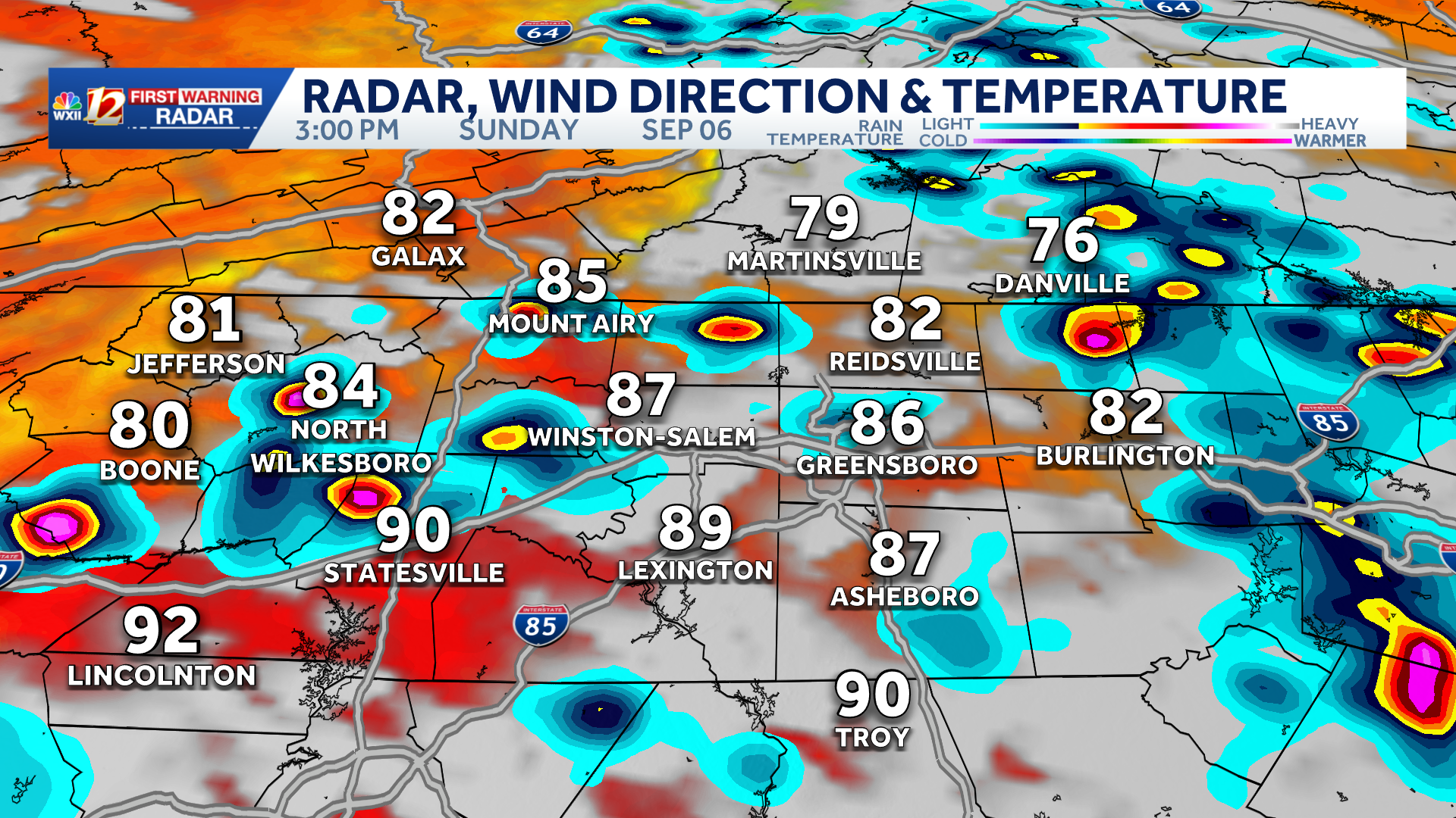 Labor Day weekend in North Carolina | Cooler but unsettled Sunday, shower and storm chances continue