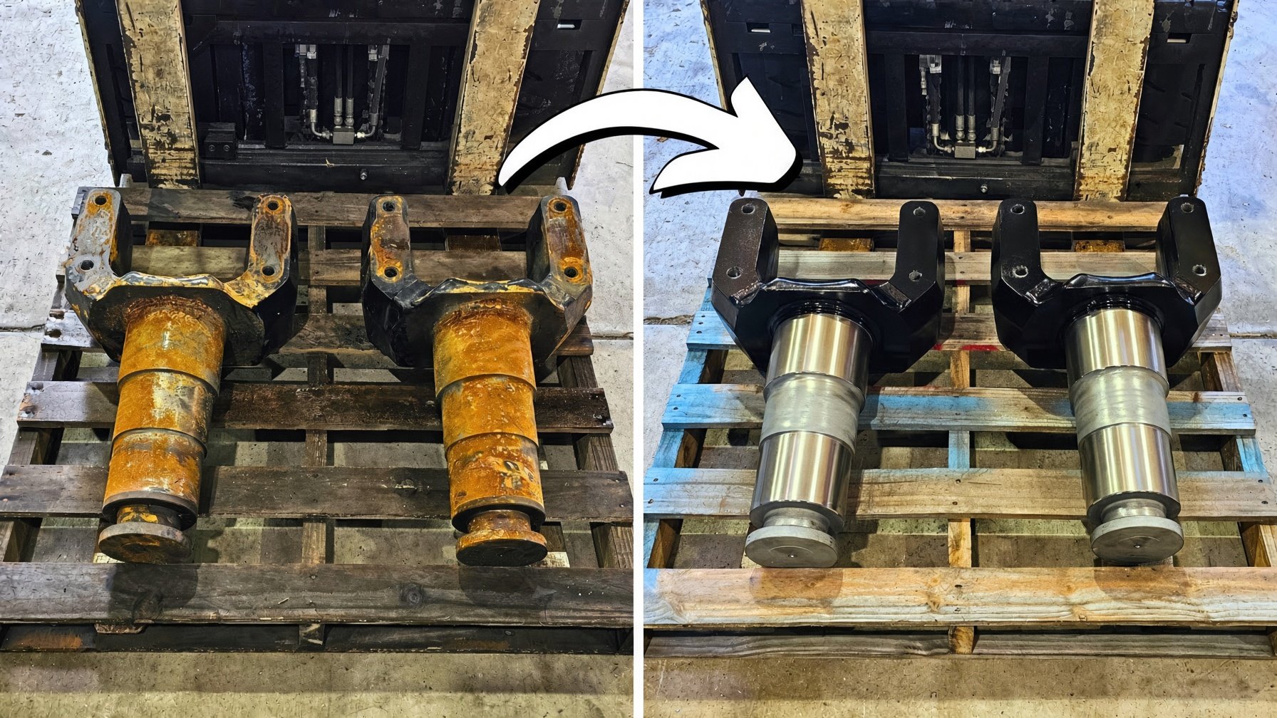 Complete repair of massive bulldozer yokes