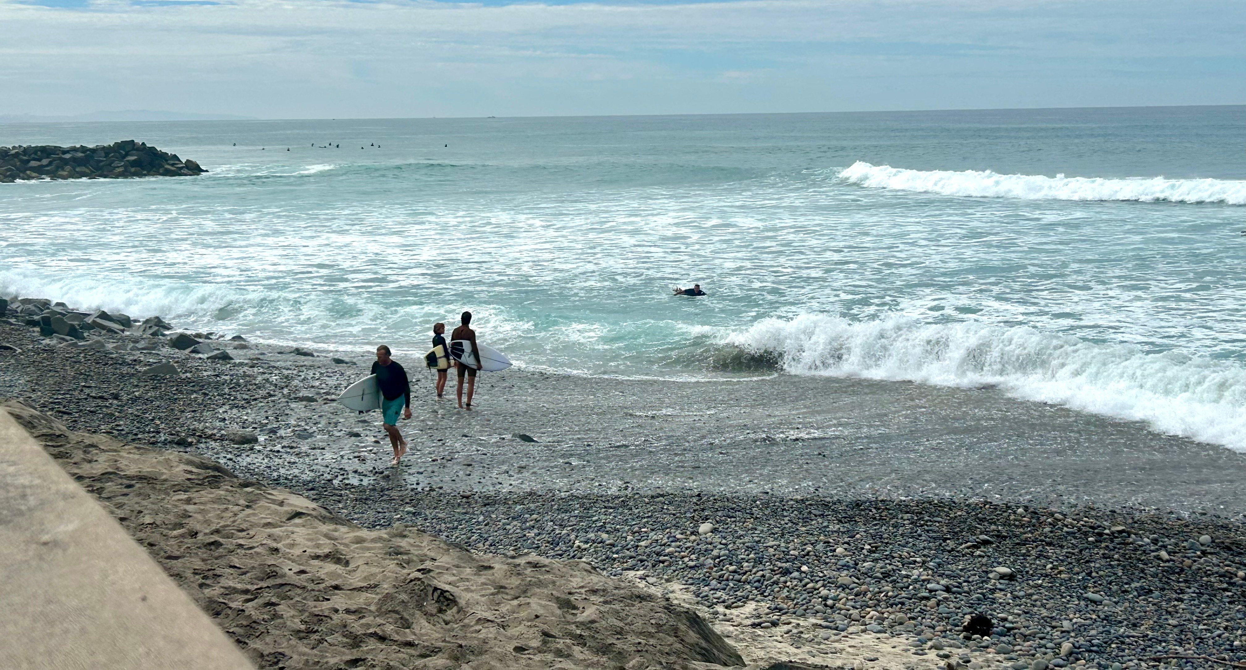 'Where's the beach?' High surf washes away sand at Carlsbad's Tamarack Beach