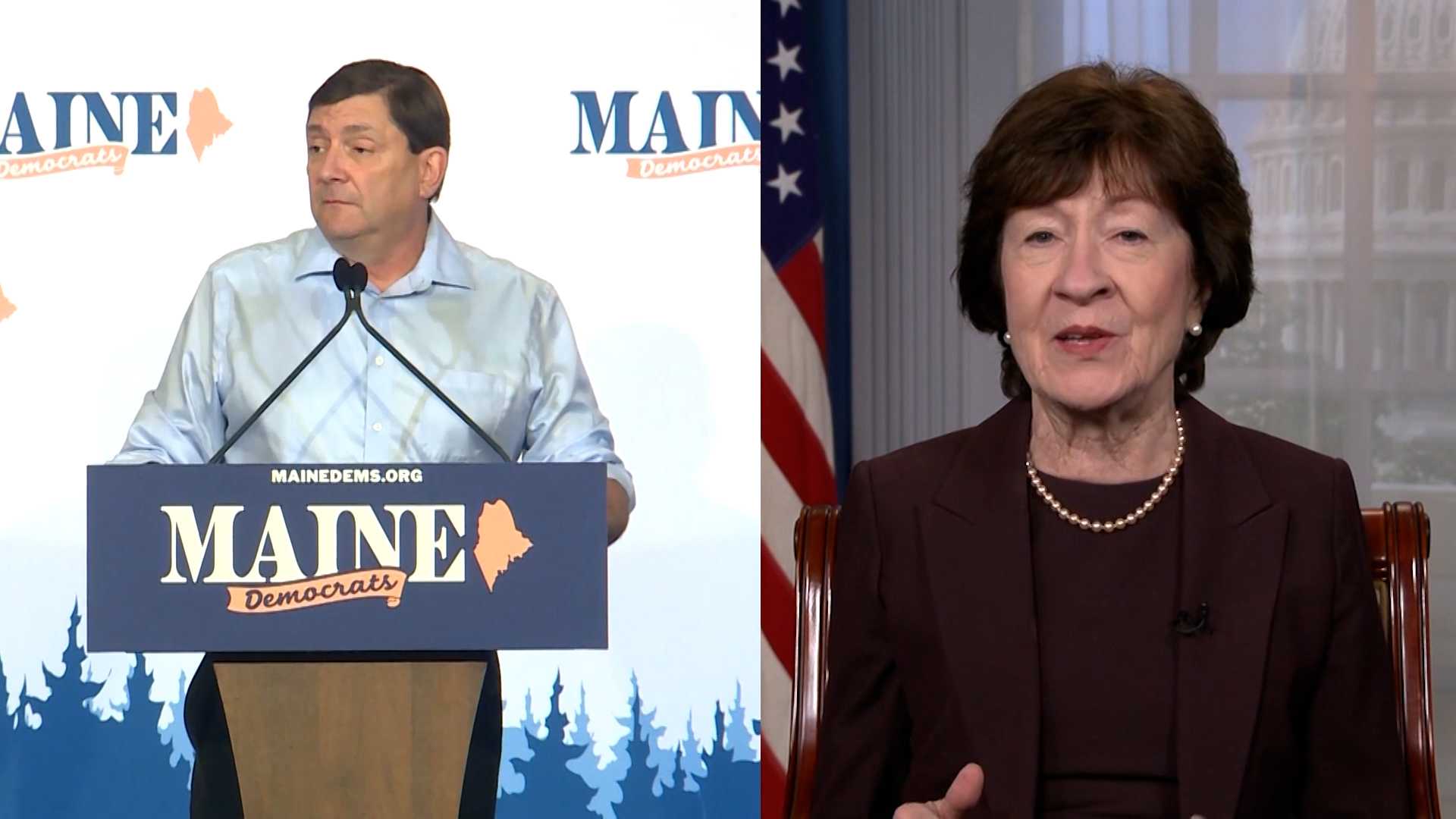 US Senate candidates Troy Jackson and Susan Collins both campaign on ...