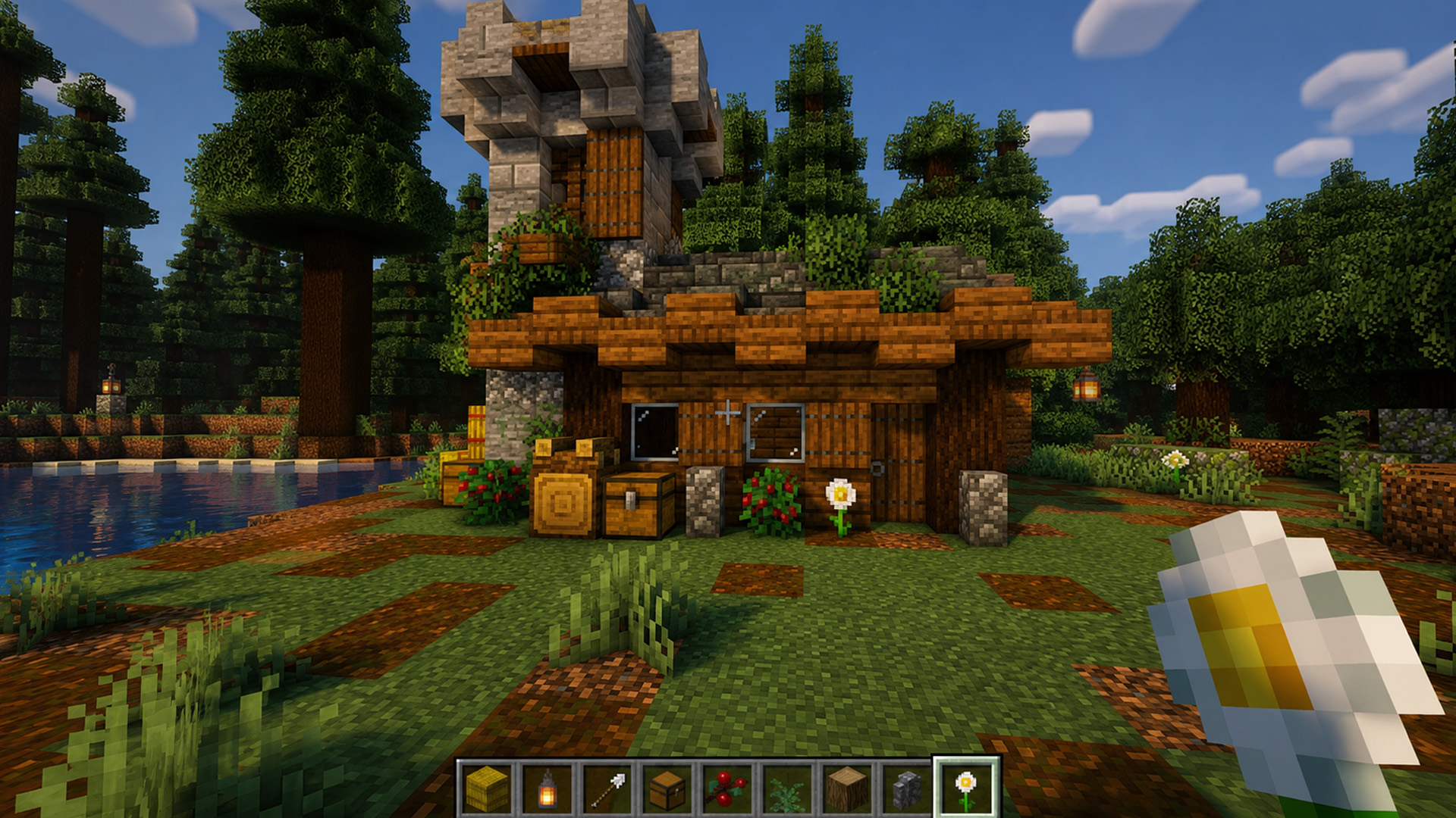 Build a simple Minecraft starter castle with a rustic tower design