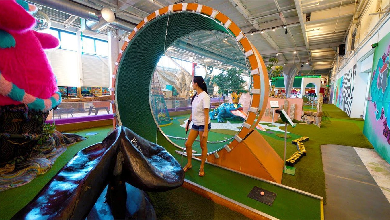 Double hole-in-one on an insane mini golf course