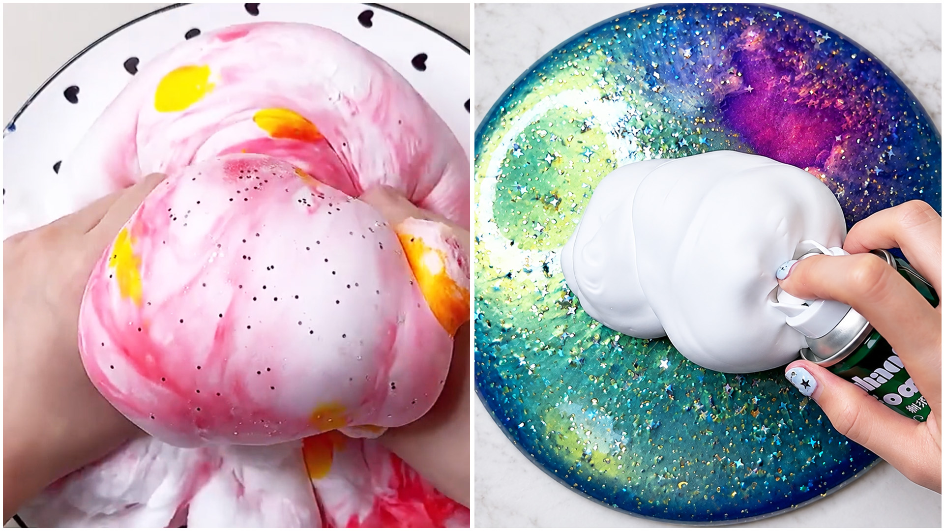 Fluffy slime mixing and texture transformation