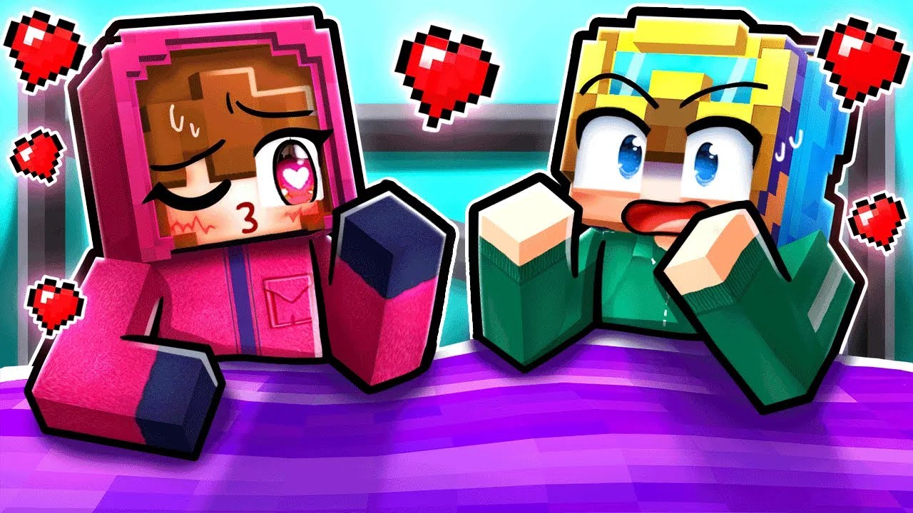 Sleepover with pink soldier in Minecraft!