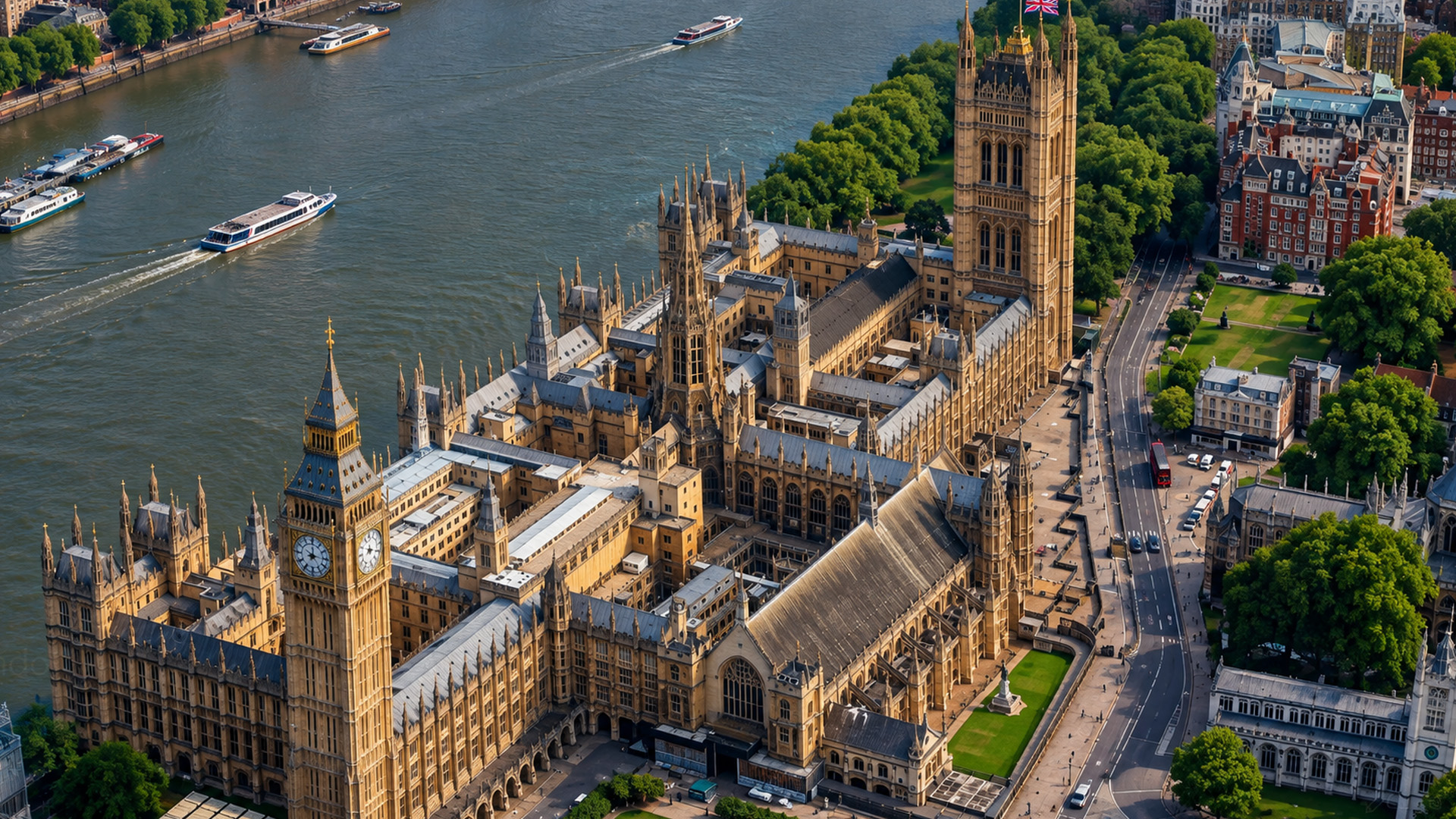 The Palace Of Westminster Over The River Thames