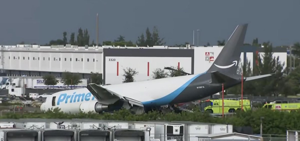 Amazon cargo plane overruns Miami runway, killing 5