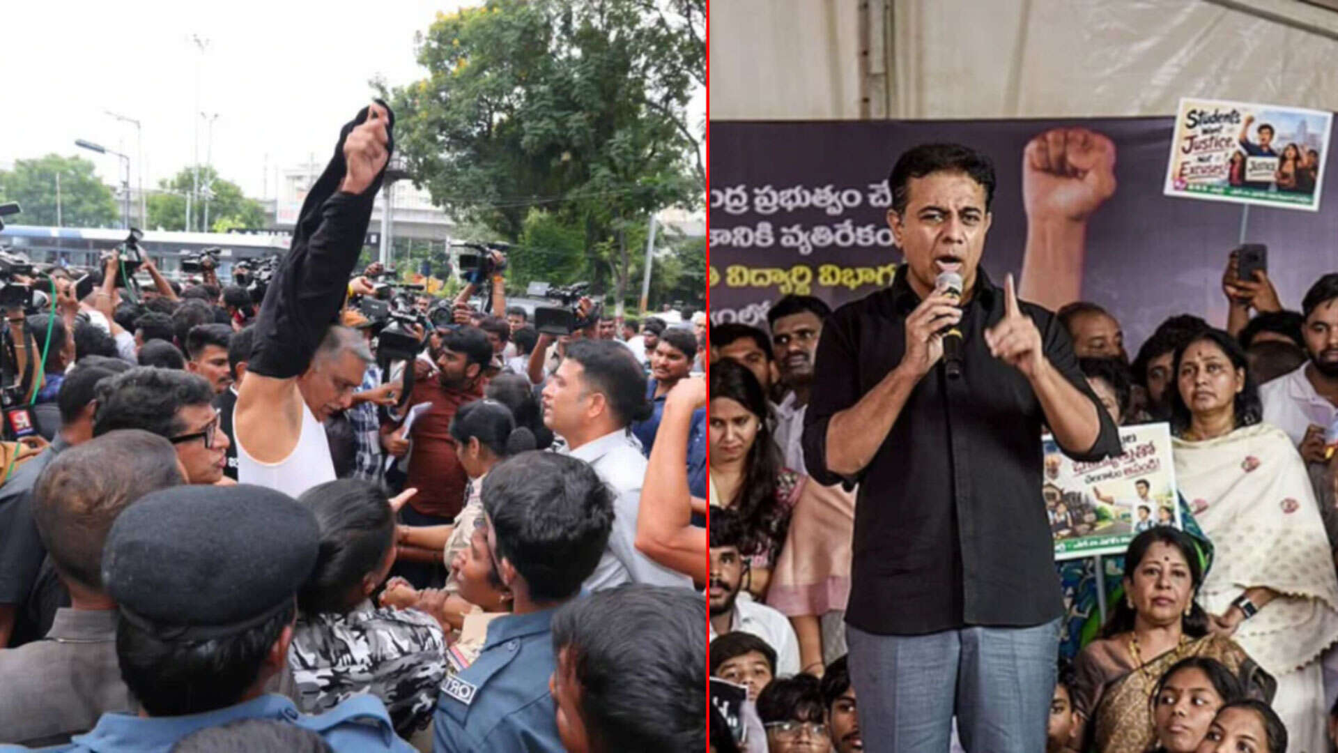 KTR, Harish Rao detained outside Telangana Assembly over black T-shirt ...