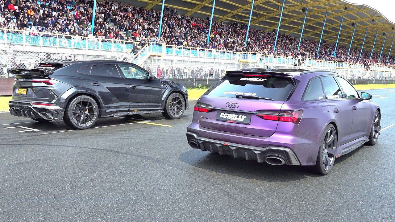 Audi RS6 lines up beside modified Lamborghini Urus