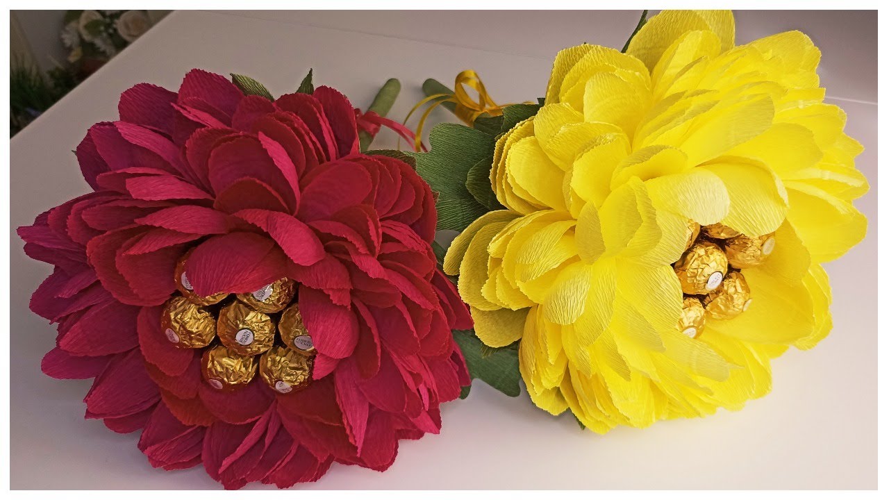 Creating a candy bouquet with oversized chrysanthemums