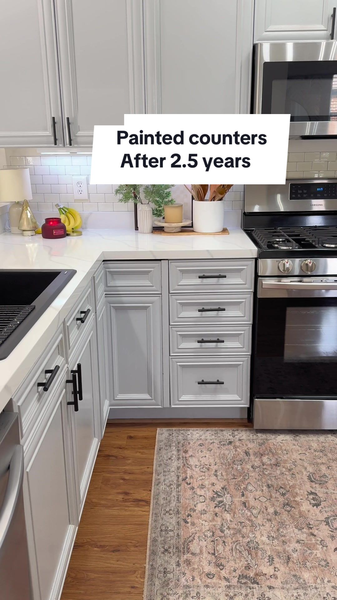 DIY faux marble countertop transformation before and after