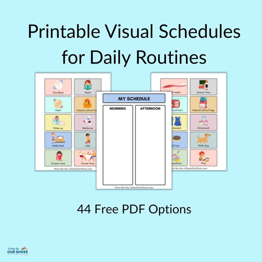Free visual schedule for kids: 44 PDF templates for autism (daily routines)