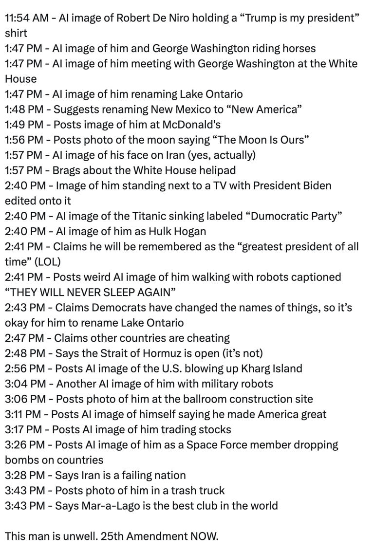 Calls grow to invoke 25th Amendment after Trump’s AI Truth Social posts