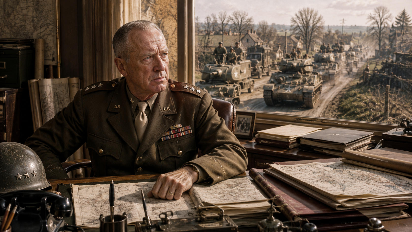 Patton led the Third Army across Europe. Then he was sent to a desk