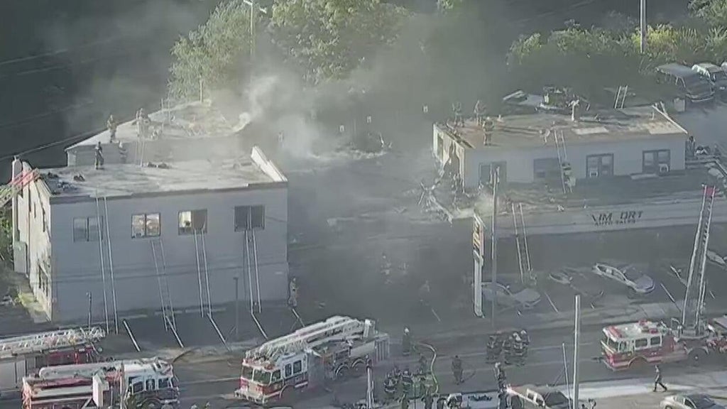 Fire at car dealership in Bridgeport, Montgomery County, sends 2 people to hospital