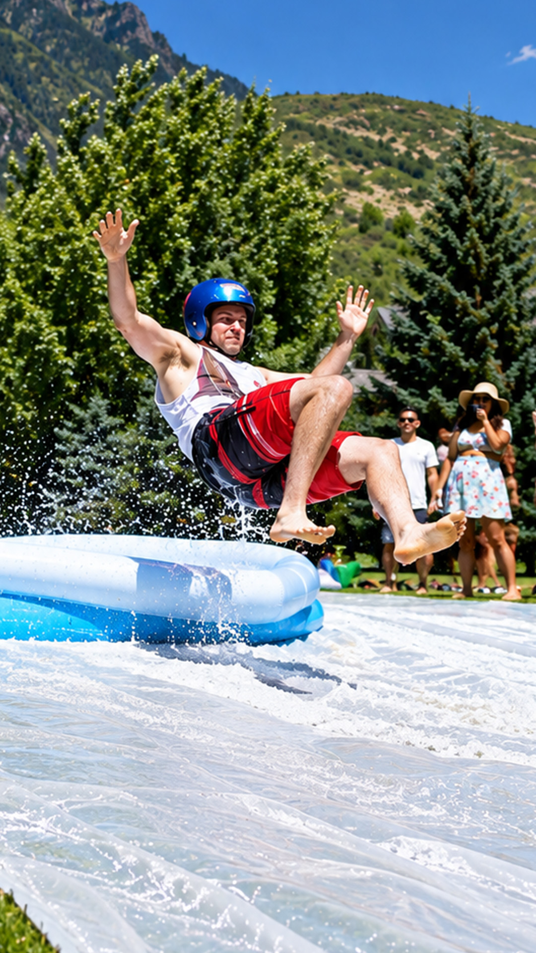 One ride combines a zip line and a waterslide