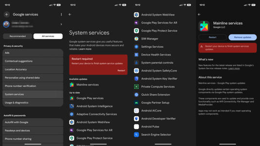 Series of screenshots showing Google's
