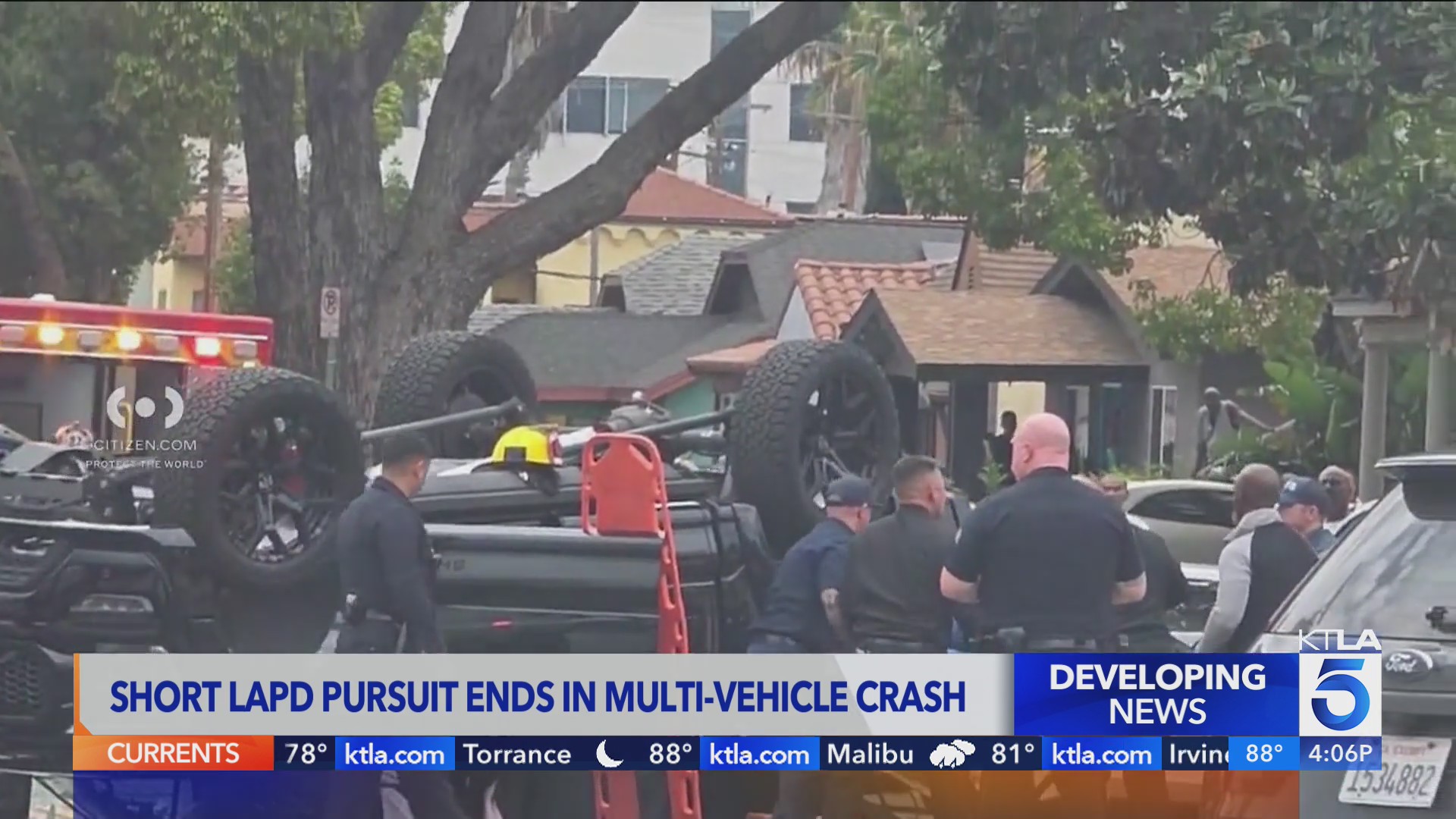 Short LAPD pursuit ends in multi-vehicle crash