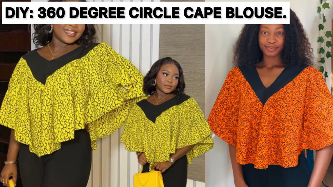 Stylish 360 degree flare cape blouse sewing tutorial