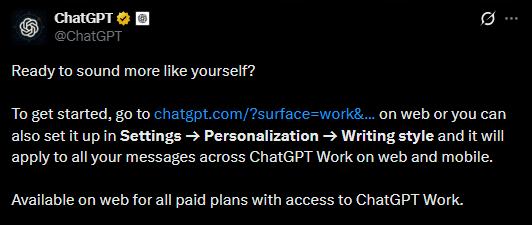 OpenAI says ChatGPT can write like its human master now, watching their ...