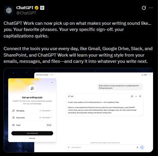 OpenAI says ChatGPT can write like its human master now, watching their ...