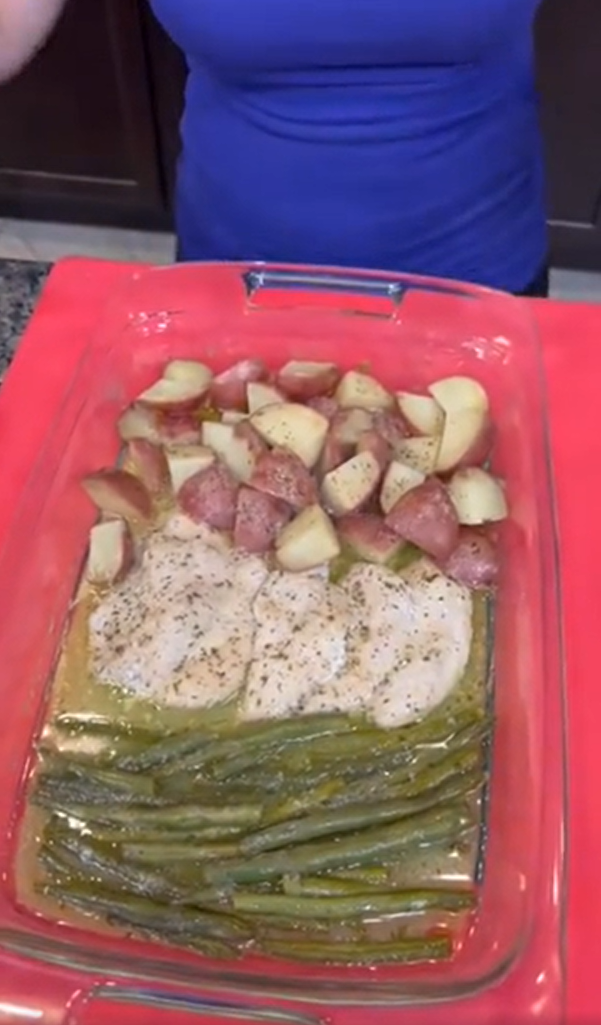 Easy chicken, potato, and green bean bake one-pan perfection