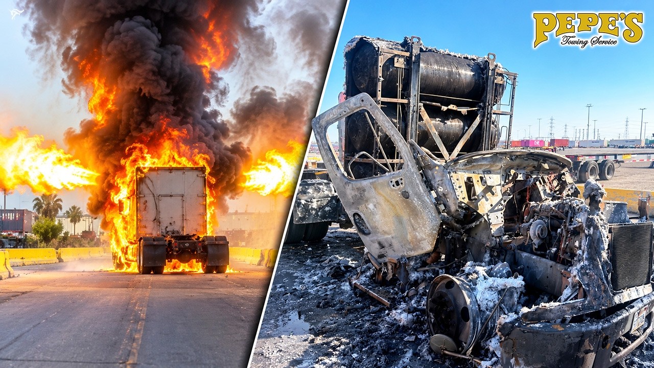 This CNG semi burned completely to the frame