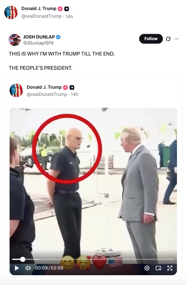 UK newspaper busts Trump for pushing clip 'edited' to show King Charles ...