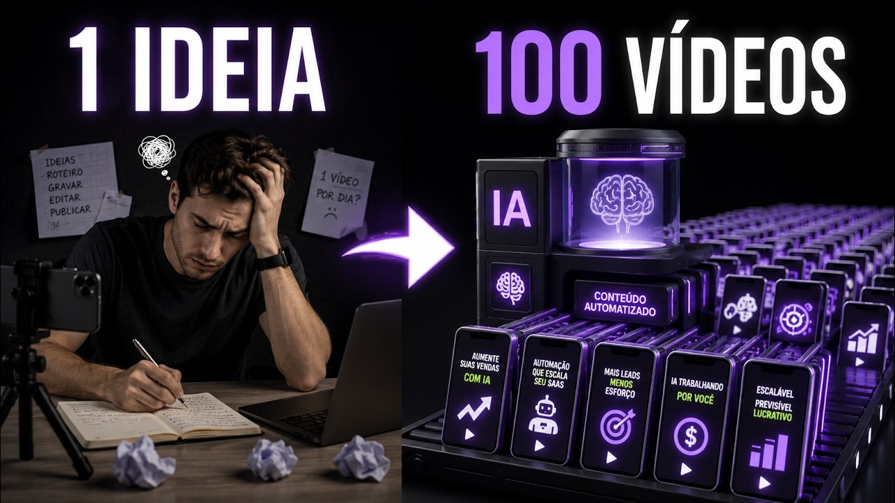 Como transformar 100 hooks em vídeos com IA para vender SaaS
