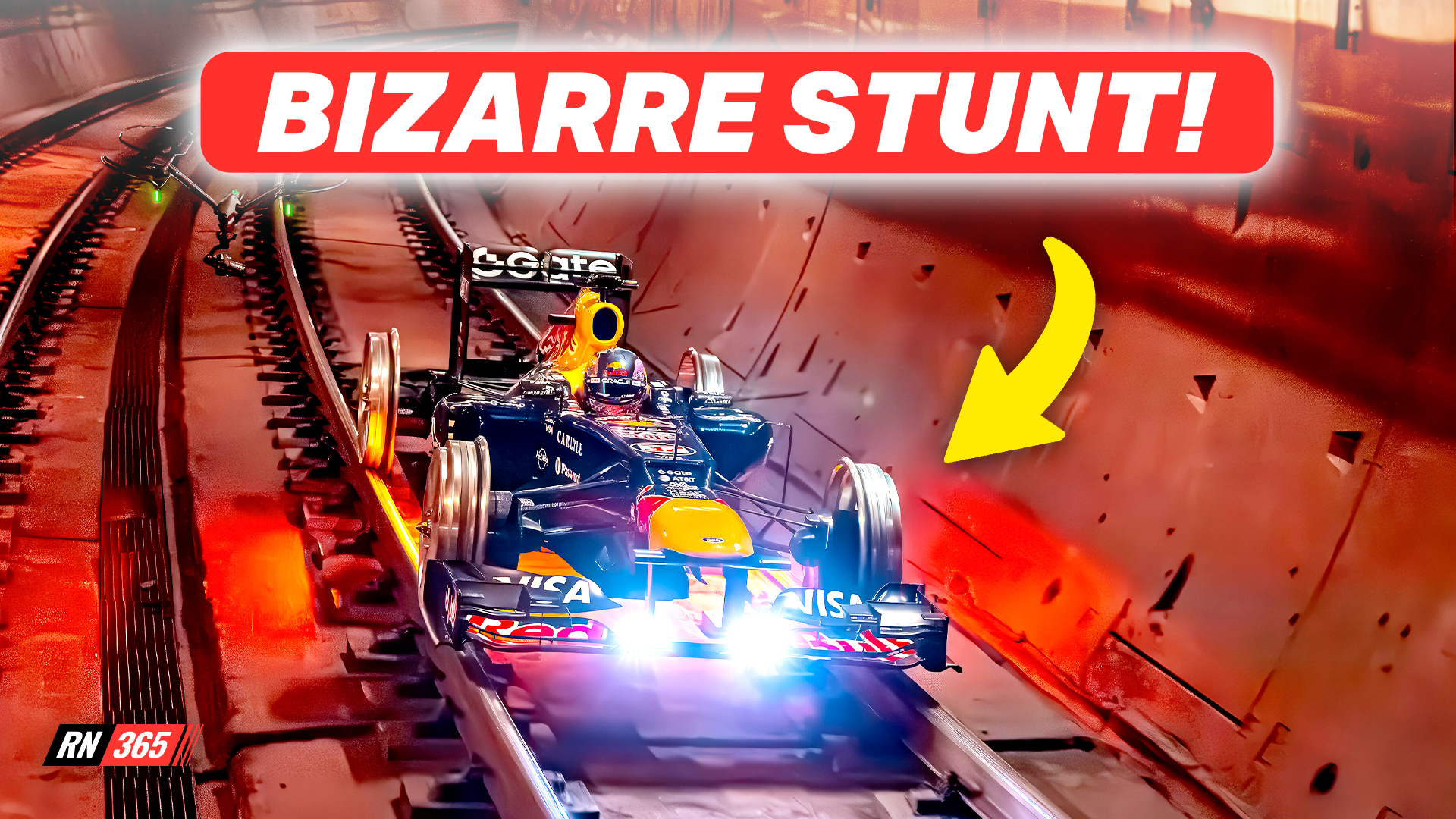 Red Bull haalt bizarre F1-stunt uit op treinrails