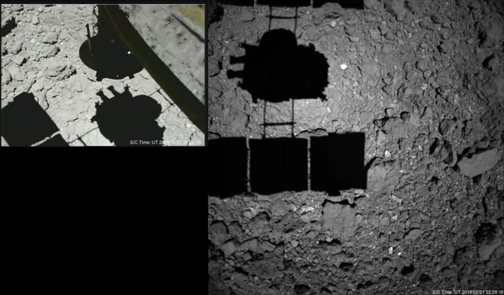 Footage of Hayabusa2 spacecraft touchdown on asteroid Ryugu