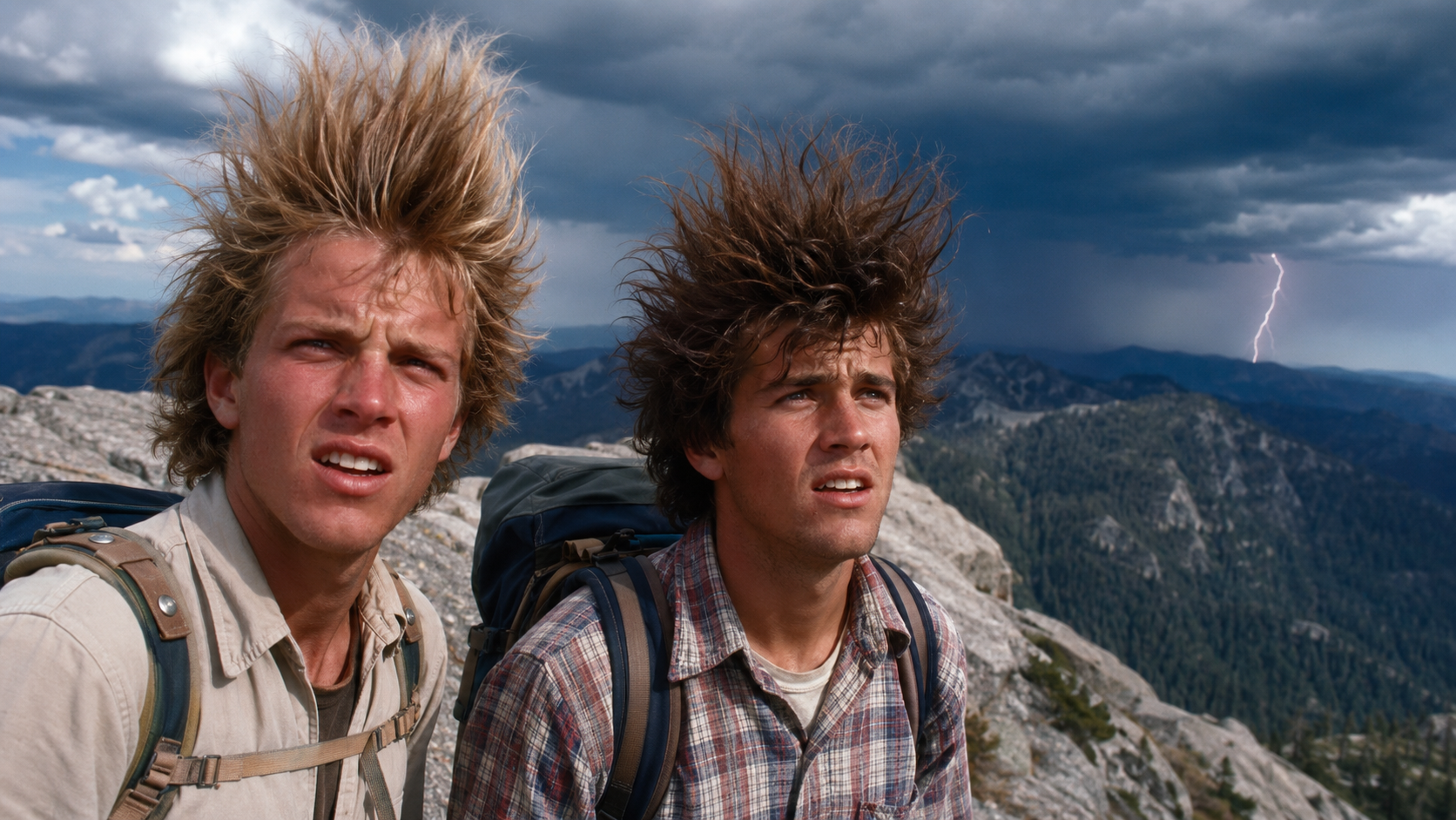 Their hair suddenly stood straight up. Seconds later, lightning struck
