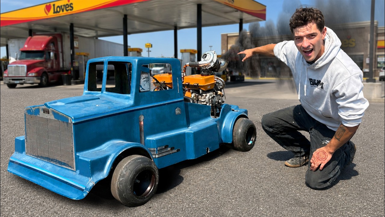 I built a twin engine mini turbo diesel semi truck!