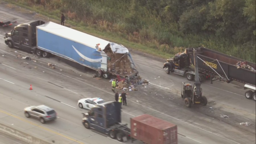 Man ejected from semi after sideswiping parked Amazon truck whose driver got out to urinate on I-80/94: Indiana State Police