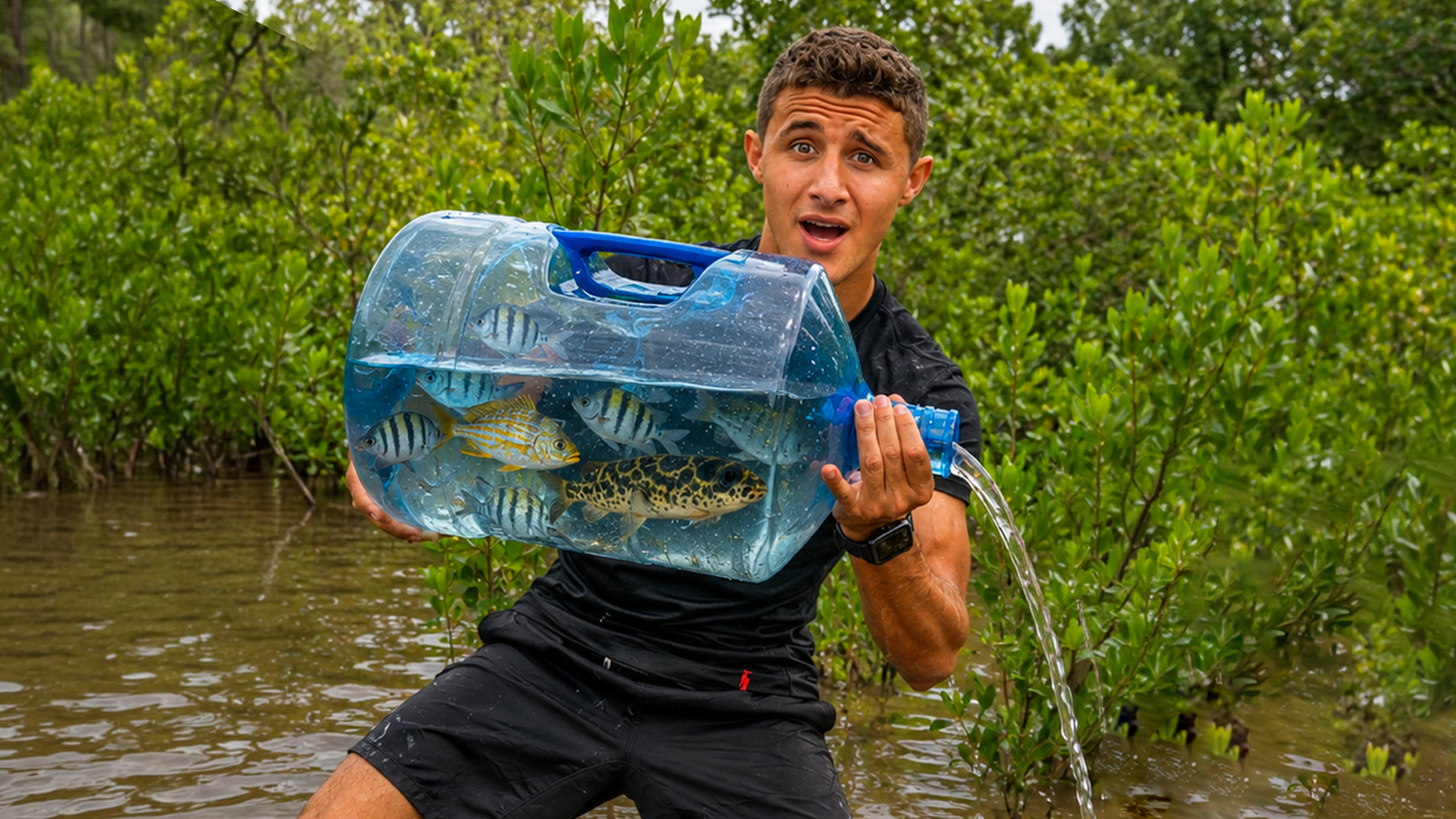 We caught exotic fish with a fish trap