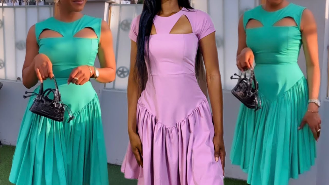 Stylish keyhole neckline dress sewing tutorial