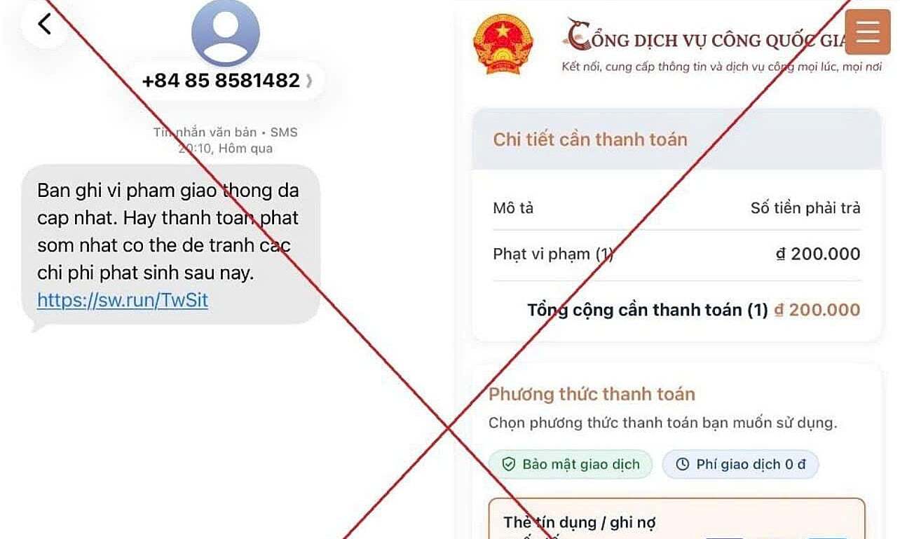 Chiêu lừa 'giảm 50% nếu nộp sớm phạt nguội' nhằm chiếm tài khoản ngân hàng
