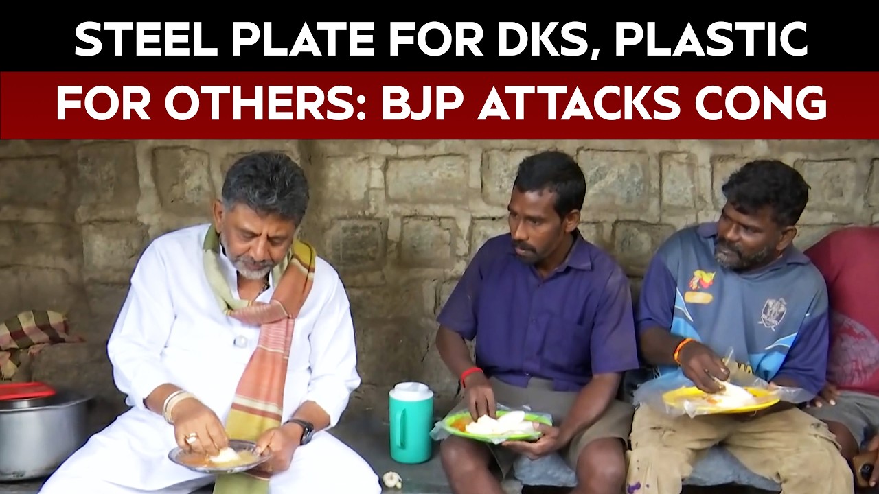 DK Shivakumar’s breakfast video sparks row over steel plate, glass
