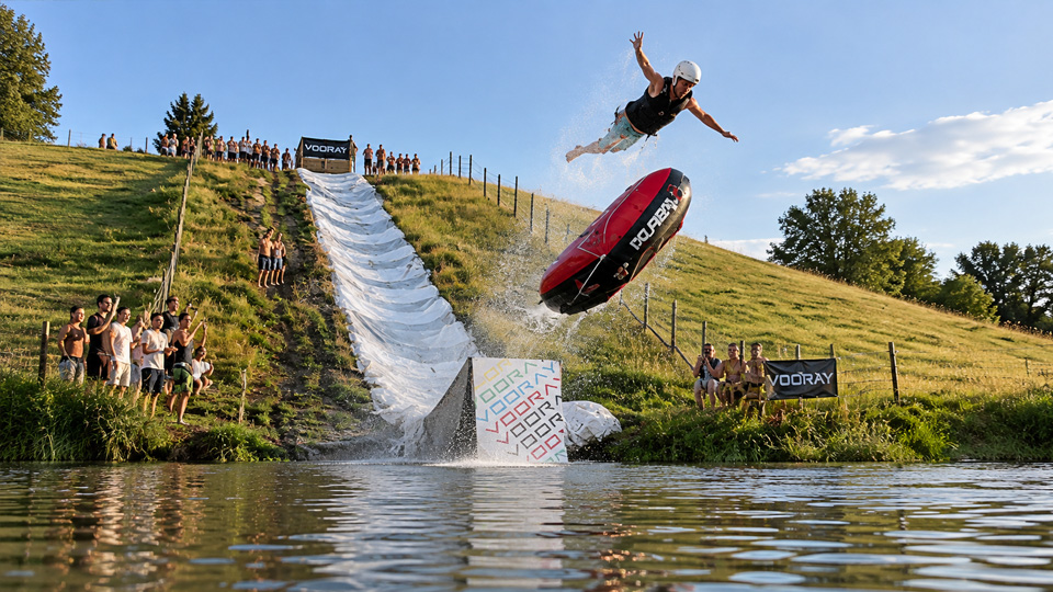 Extreme slip and slide delivers massive airtime