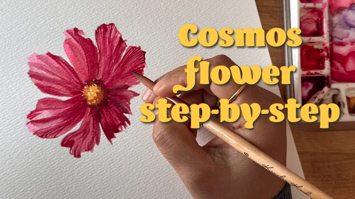 My Viral Cosmos Watercolour Tutorial, Calming Painting Session